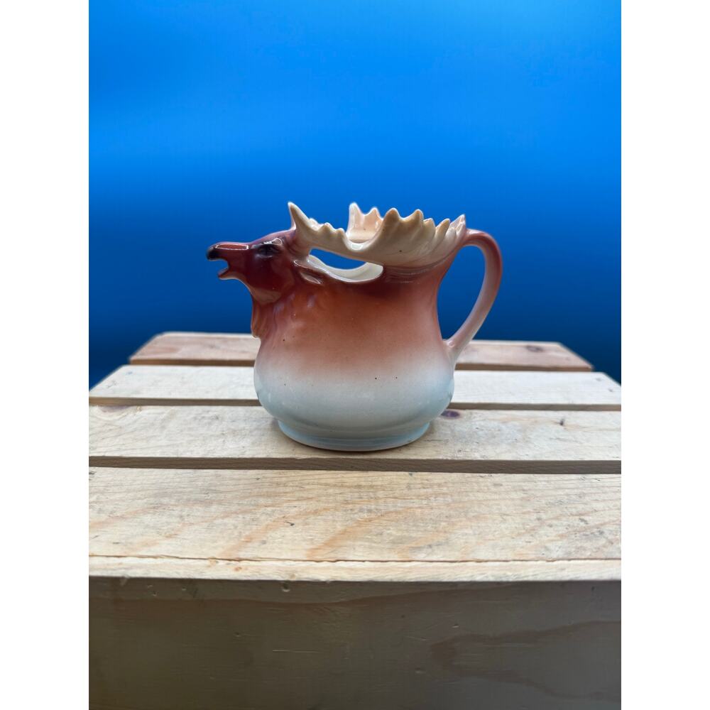 Vintage Czechoslovakian Moose Ceramic Creamer Pitcher - 4” Tall